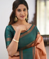Orange Kanjivaram Silk Saree | Traditional Zari Weave