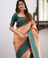Orange Kanjivaram Silk Saree | Traditional Zari Weave