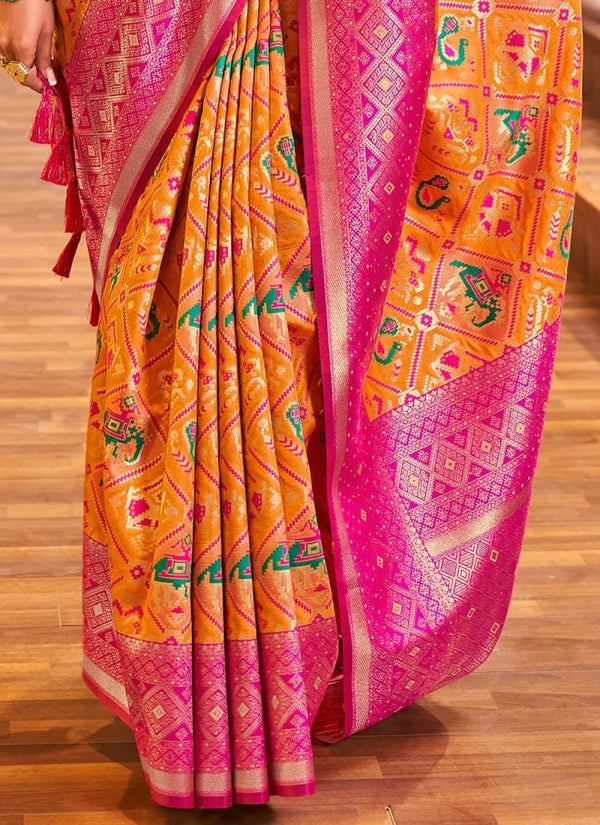 Orange Paithani Silk Saree | Festive & Party Wear
