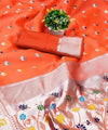 Orange Paithani Silk Saree | Traditional Wedding Wear