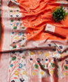 Orange Paithani Silk Saree | Traditional Wedding Wear