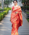 Orange Paithani Silk Saree | Wedding & Reception Wear