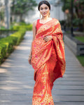 Orange Paithani Silk Saree | Wedding & Reception Wear