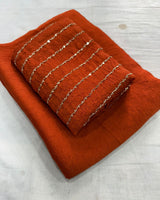 Orange Rangoli Crush Saree with Sequin Bits Blouse | RD VIAANA