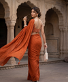 Orange Rangoli Crush Saree with Sequin Bits Blouse | RD VIAANA