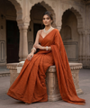 Orange Rangoli Crush Saree with Sequin Bits Blouse | RD VIAANA