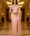 Orange Satin Bollywood Saree with Moti Work Designer Blouse | RD DIVISHA