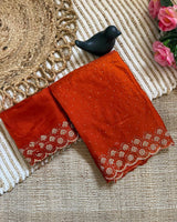 Orange Space Silk Jarkan Work Saree for Wedding & Party | RD TAMANAH