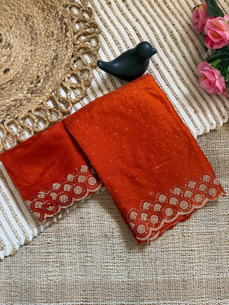 Orange Space Silk Jarkan Work Saree for Wedding & Party | RD TAMANAH
