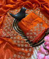 Orange Space Silk Jarkan Work Saree for Wedding & Party | RD TAMANAH