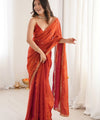 Orange Space Silk Sequin Embroidery Saree for Party Wear | RD KAVYA