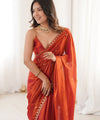 Orange Space Silk Sequin Embroidery Saree for Party Wear | RD KAVYA
