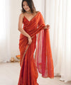 Orange Space Silk Sequin Embroidery Saree for Party Wear | RD KAVYA