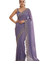 Orchid Satin Saree with Zari Weaving & Siroski Border | RD TANISHKA