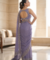 Orchid Satin Saree with Zari Weaving & Siroski Border | RD TANISHKA