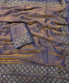 Orchid Satin Saree with Zari Weaving & Siroski Border | RD TANISHKA
