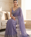 Orchid Satin Saree with Zari Weaving & Siroski Border | RD TANISHKA