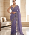 Orchid Satin Saree with Zari Weaving & Siroski Border | RD TANISHKA