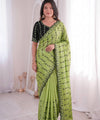 Parot Mirror Work Saree with Floral Embroidery Border | RD HEMANI