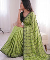 Parot Mirror Work Saree with Floral Embroidery Border | RD HEMANI