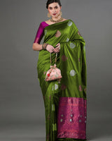 Parrot Banarasi Silk Saree | Traditional Wedding Wear
