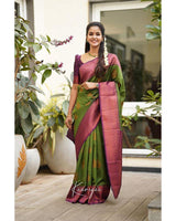 Parrot Banarasi Silk Saree | Traditional Wedding Wear