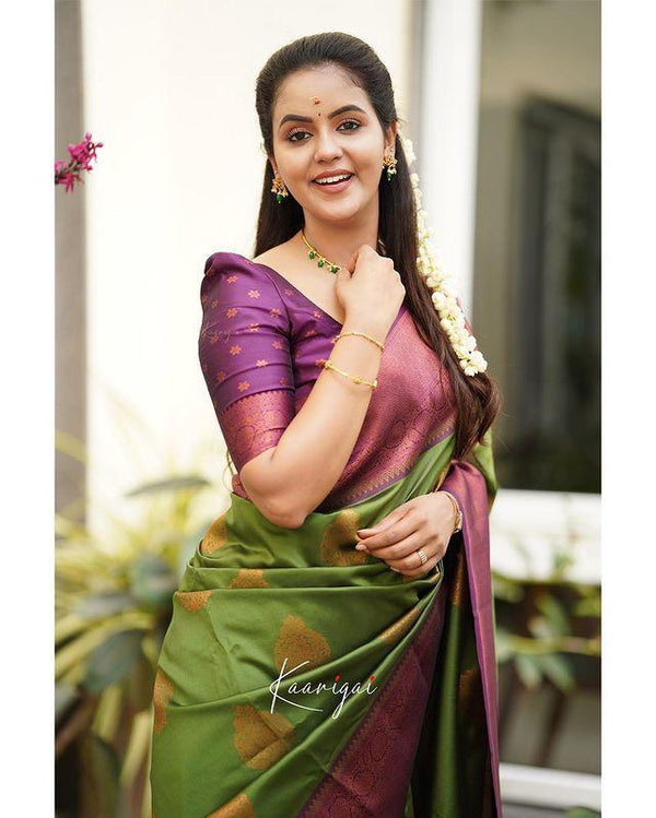 Parrot Banarasi Silk Saree | Traditional Wedding Wear