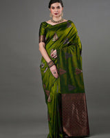 Parrot Banarasi Silk Saree | Wedding & Festive Wear
