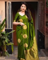 Parrot Banarasi Silk Saree | Wedding & Festive Wear