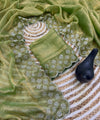 Parrot Green Satin Saree with Zari Weaving & Siroski Border | RD TANISHKA