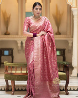 Peach Banarasi Silk Saree | Ethnic Wear for Women