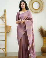 Peach Banarasi Silk Saree | Festive & Party Wear