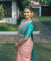 Peach Banarasi Silk Saree | Festive & Party Wear