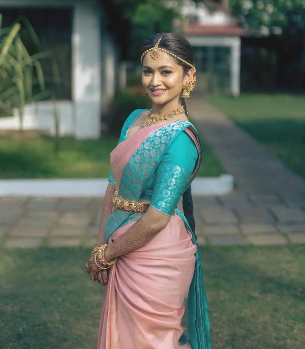 Peach Banarasi Silk Saree | Festive & Party Wear
