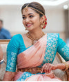 Peach Banarasi Silk Saree | Festive & Party Wear