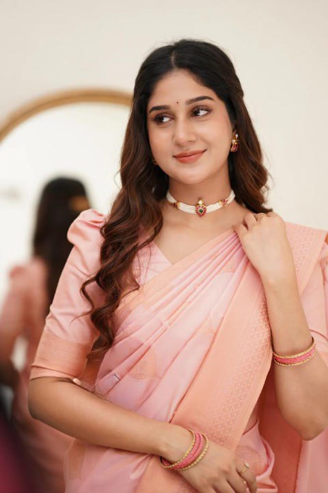 Peach Banarasi Silk Saree | Wedding & Reception Wear