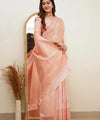 Peach Banarasi Silk Saree | Wedding & Reception Wear