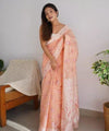 Peach Cotton Saree | Ethnic Wear for Women