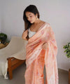 Peach Cotton Saree | Ethnic Wear for Women