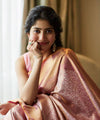 Peach Jacquard Silk Saree | Bridal & Festive Wear