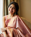 Peach Jacquard Silk Saree | Bridal & Festive Wear