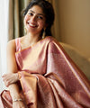 Peach Jacquard Silk Saree | Bridal & Festive Wear