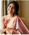 Peach Jacquard Silk Saree | Bridal & Festive Wear