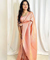 Peach Jacquard Silk Saree | Rich Zari Border Saree