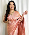 Peach Jacquard Silk Saree | Rich Zari Border Saree