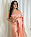 Peach Jacquard Silk Saree | Rich Zari Border Saree