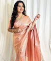 Peach Jacquard Silk Saree | Rich Zari Border Saree
