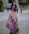 Peach Jacquard Silk Saree | Traditional Wedding Wear