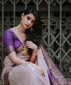Peach Jacquard Silk Saree | Traditional Wedding Wear
