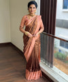 Peach Jacquard Silk Saree | Wedding & Festive Wear